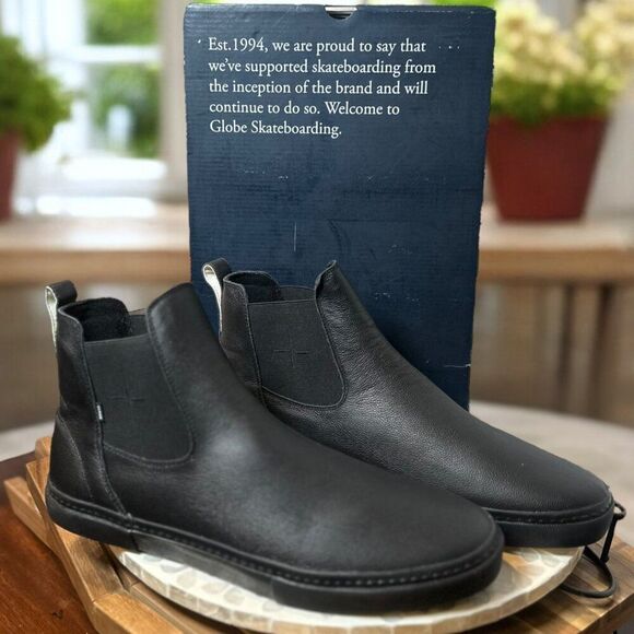 Globe Dover II Black Wasted Talent Leather Chelsea Skate Boots Mens 14 US EUR 48 main image 12